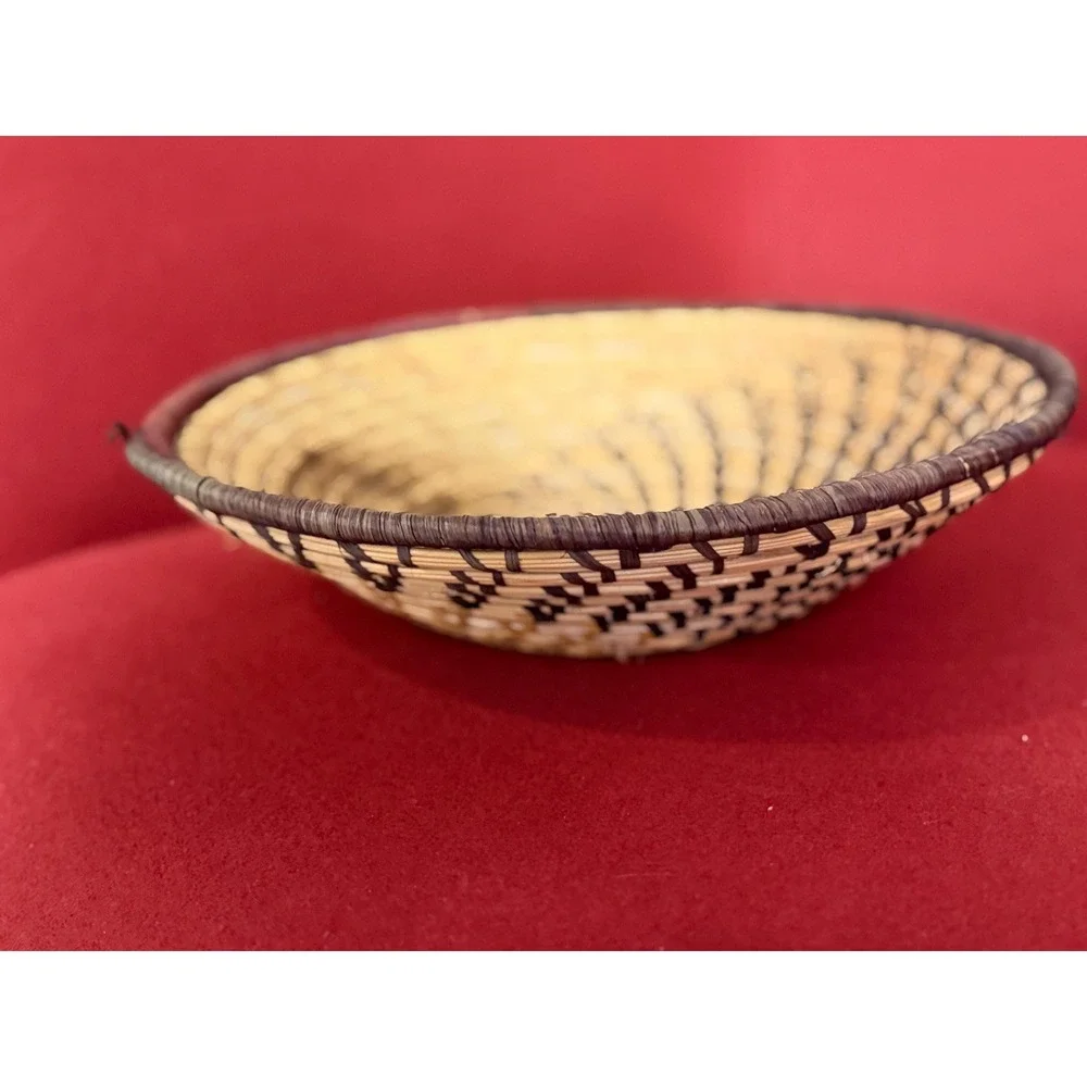 Handwoven African Basket Bowl, Ugandan Coiled Fiber Wall Decor, Boho Home Accent